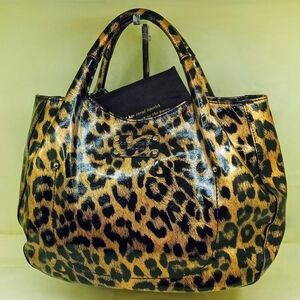 KATE SPADE NY Storybook Leopard Print Patent Leather Shoulder Tote EUC R$375